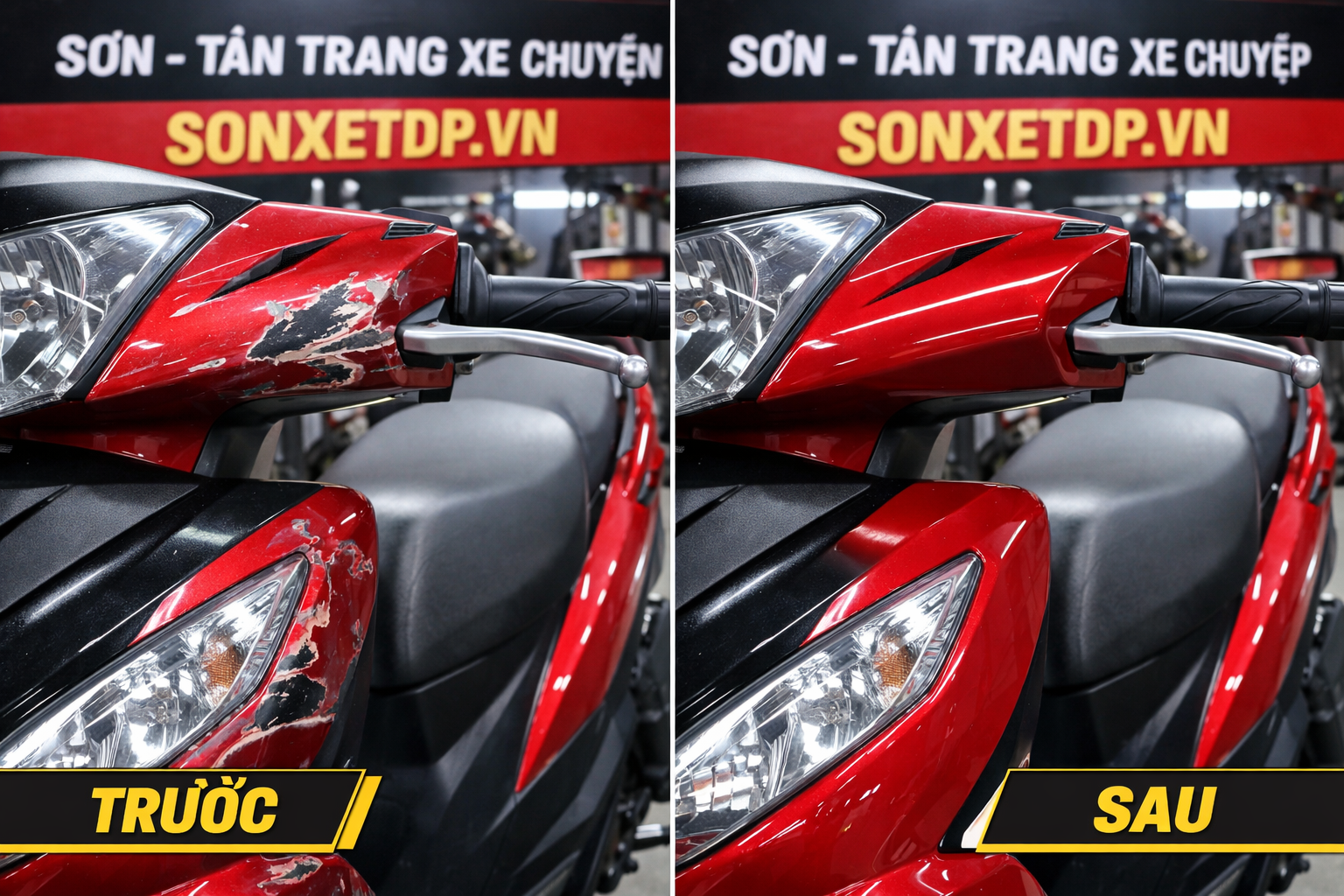 Motorcycle damage repair before after